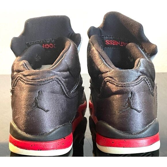 Nike Air Jordan 5 Black Satin/Varsity Red 440890-008 Mid Toddler Sneakers SZ 11C - Picture 6 of 12